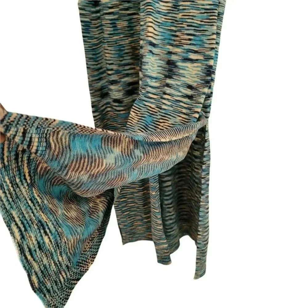 Band Of Gypsies Long Temo Cardigan Blue/Beige Slit Side Button Up SIZE S WOMEN'S - Picture 9 of 16